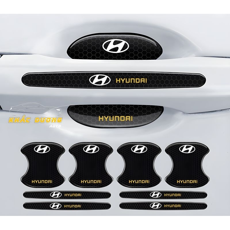 Bộ 8 chi tiết Dán Hõm tay nắm cửa ô tô silicon CARBON siêu dày dặn hãng xe Mazda Merc BMW Toyota Hyundai Honda Nissan