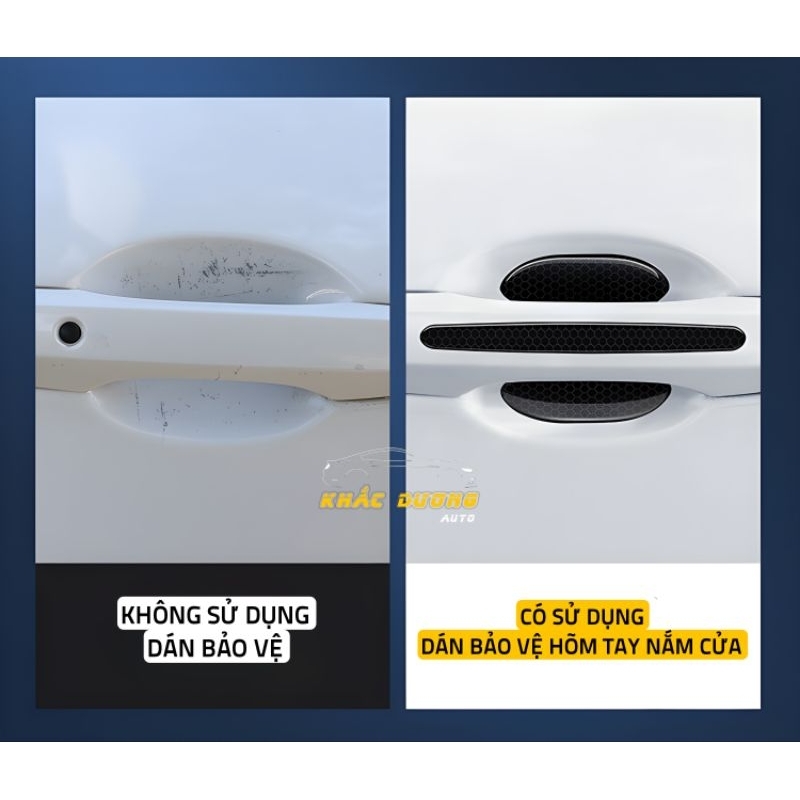 Bộ 8 chi tiết Dán Hõm tay nắm cửa ô tô silicon CARBON siêu dày dặn hãng xe Mazda Merc BMW Toyota Hyundai Honda Nissan