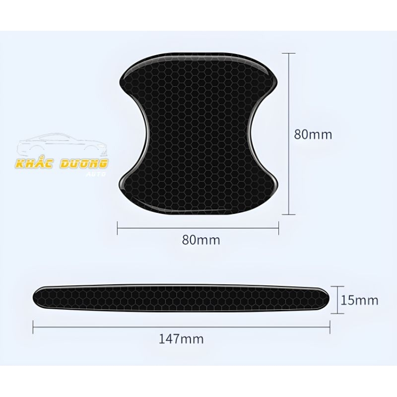 Bộ 8 chi tiết Dán Hõm tay nắm cửa ô tô silicon CARBON siêu dày dặn hãng xe Mazda Merc BMW Toyota Hyundai Honda Nissan