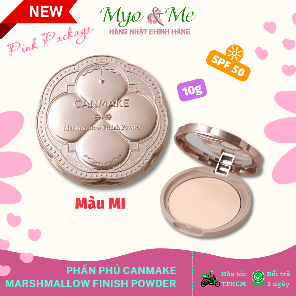 (Bản giới hạn) Phấn phủ Canmake Marshmallow Finish Powder Nhật Bản chống nắng, kiềm dầu bao bì Pink Package - 10g SPF50