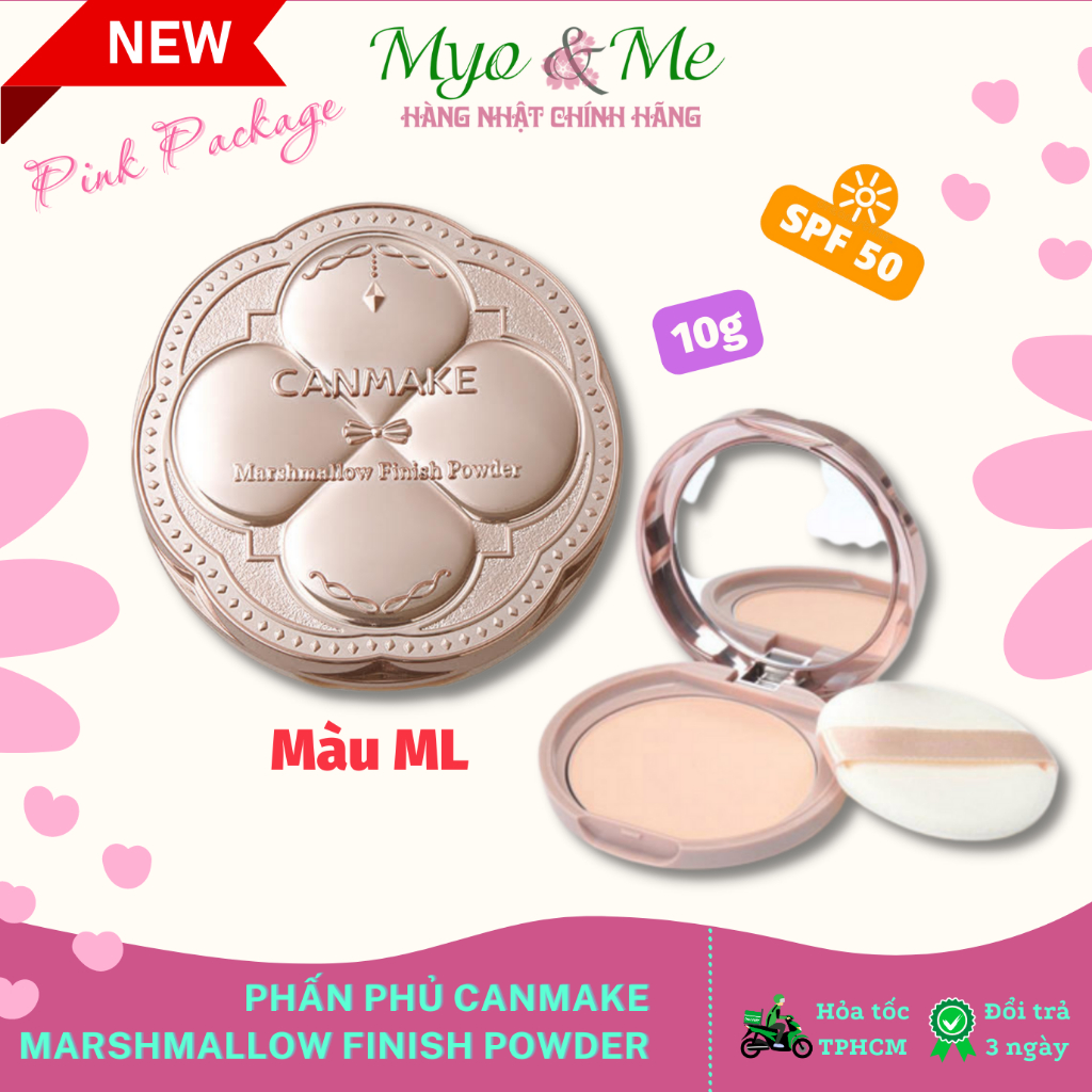 (Bản giới hạn) Phấn phủ Canmake Marshmallow Finish Powder Nhật Bản chống nắng, kiềm dầu bao bì Pink Package - 10g SPF50