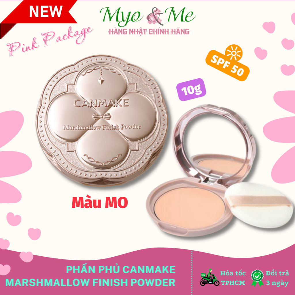 (Bản giới hạn) Phấn phủ Canmake Marshmallow Finish Powder Nhật Bản chống nắng, kiềm dầu bao bì Pink Package - 10g SPF50