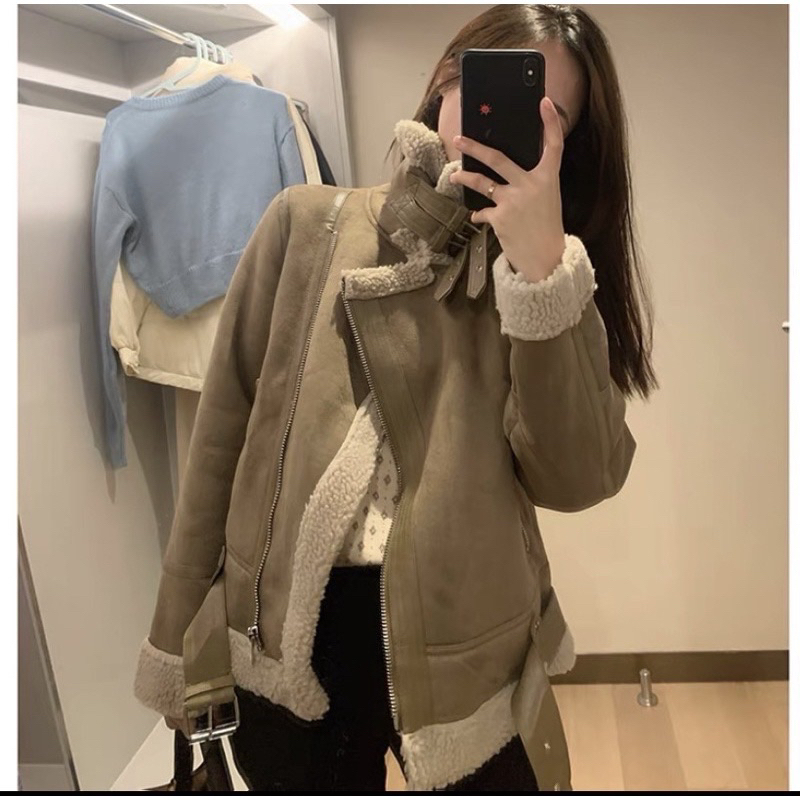 Áo khoác da lộn xuất dư Zara