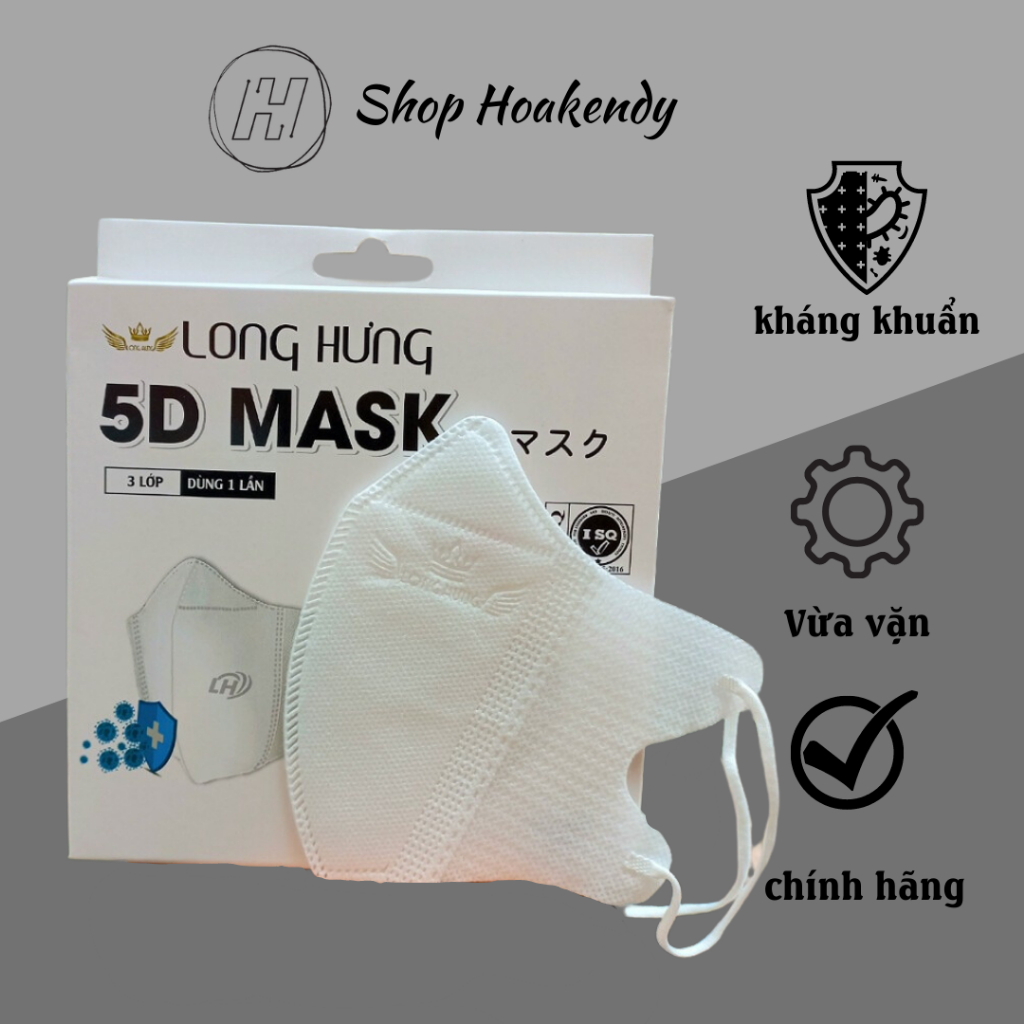 Combo 100 Chiếc Khẩu trang 5D LONG HƯNG MASK 3 lớp kháng khuẩn , khẩu trang 5d hàng chính hãng công ty [ túi 10 cái]