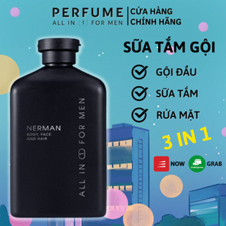  Sữa Tắm Gội Nerman Gentleman 3 Trong 1 Hương Nước Hoa Pháp Cao Cấp 350ml - Chính Hãng 