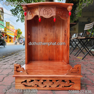 Bàn thờ thần tài ông địa gỗ xoan ngang 56 cm