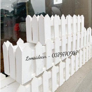 Chậu hàng rào gỗ trang trí, hàng rào cắm hoa giả trang trí (Đã kèm xốp cắm)