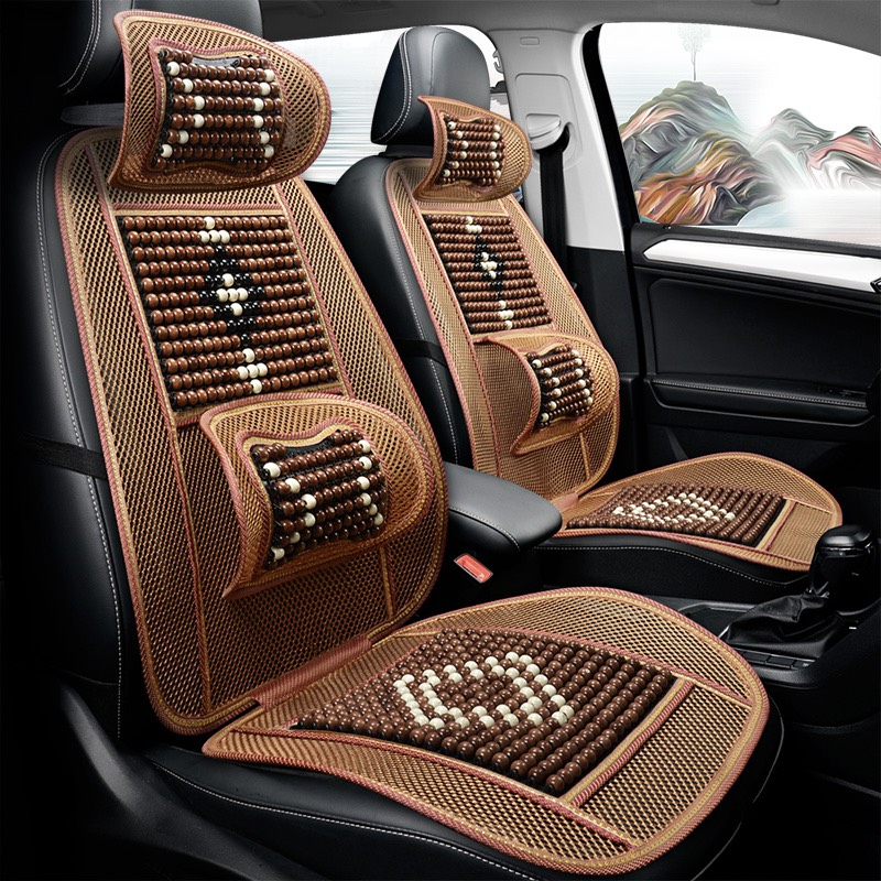 Lót ghế ô tô, Lót lưới nâng lưng hạt gỗ massage chống nóng giúp thoải mái, thư giãn trong quá trình di chuyển