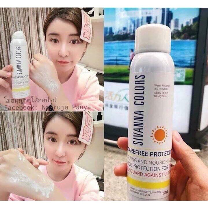 Kem chống nắng Sivanna Colors nâng tone trắng da chống nước không bết dính kem chống nắng dạng xịt mặt body SPF50+