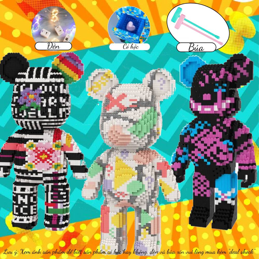 Bearbrick Đồ Chơi Xếp Hình Gấu 46cm Bearbrick 55cm Có Hộc Có Đèn Nhựa ABS Quà Tặng