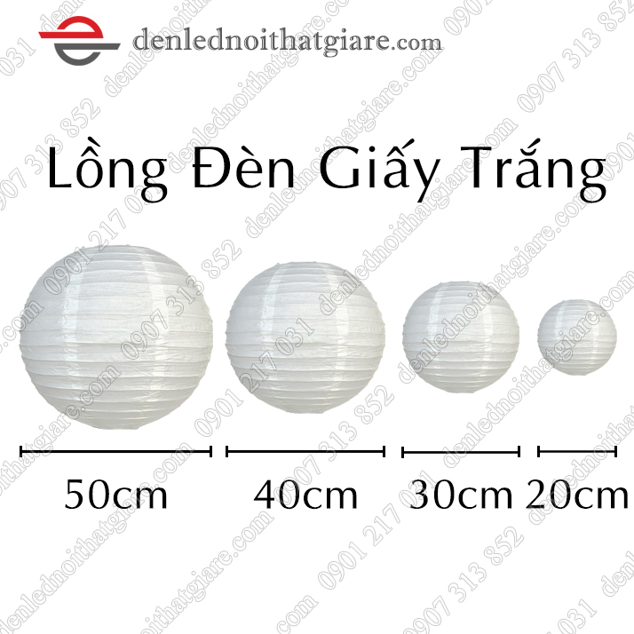 * CÓ SẴN HCM * 20-30-40-50-60cm Lồng Đèn Giấy TRẮNG TINH trang trí đám cưới, nhà hàng, quán ăn cafe, showroom