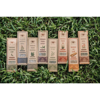 Nhang sạch MỘC HƯƠNG hộp 50 cây 30cm 8 mùi, 100% từ thiên nhiên Hương Trầm Sả Quế Khuynh Diệp Thảo Dược Từ Bi Trầm Hương