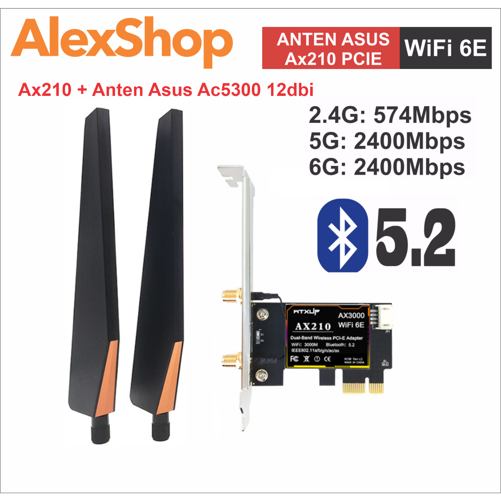 Card Mạng Wifi Cổng PCIE Intel. AX210 / AX200 Wifi 6/6E Giao Tiếp PCIE Bluetooth 5.2/ 5.0