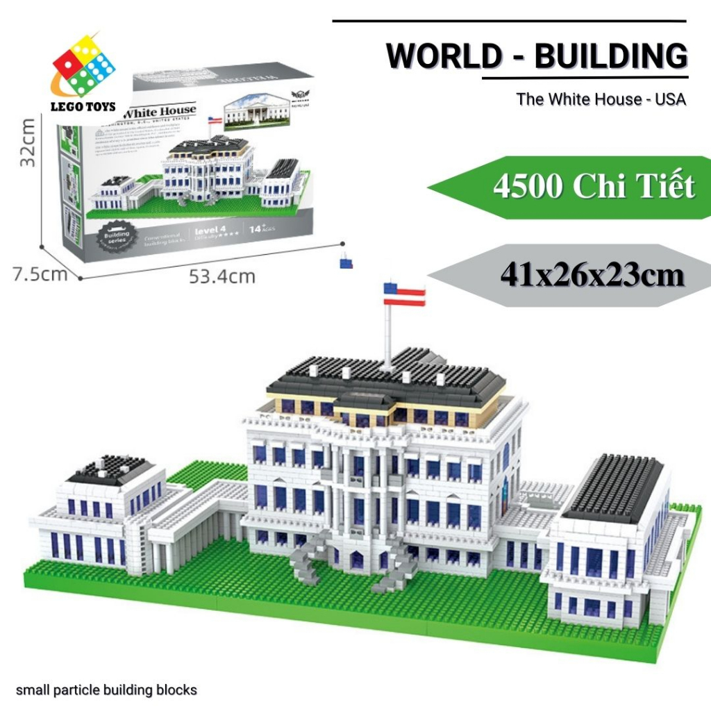 Lego Nhà Quốc Hội - Nhà Trắng USA - 4500PSC - Bộ Đồ Chơi Lắp Ráp Mô Hình Công Trình Kiến Trúc Nổi Tiếng - Tặng Dây LED