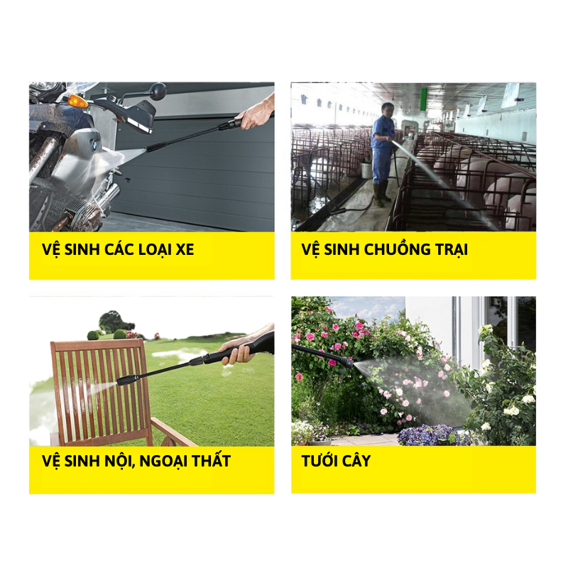 Máy rửa xe bán công nghiệp MO2400pre chính hãng siêu mạnh - Có rulo cuốn 15M dây và khung 4 bánh xe - lõi đồng 100%