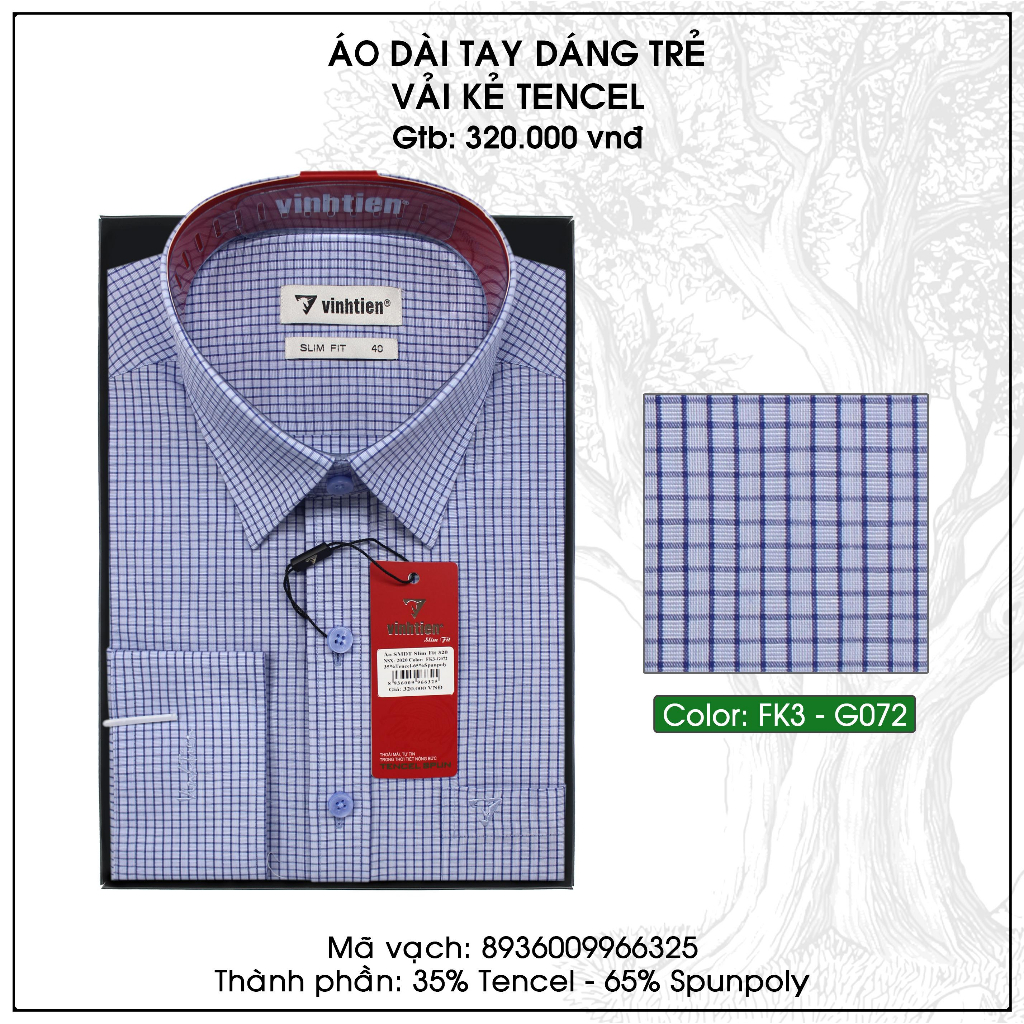 Áo Sơ Mi Nam Dài Tay Slimfit Vĩnh Tiến G072