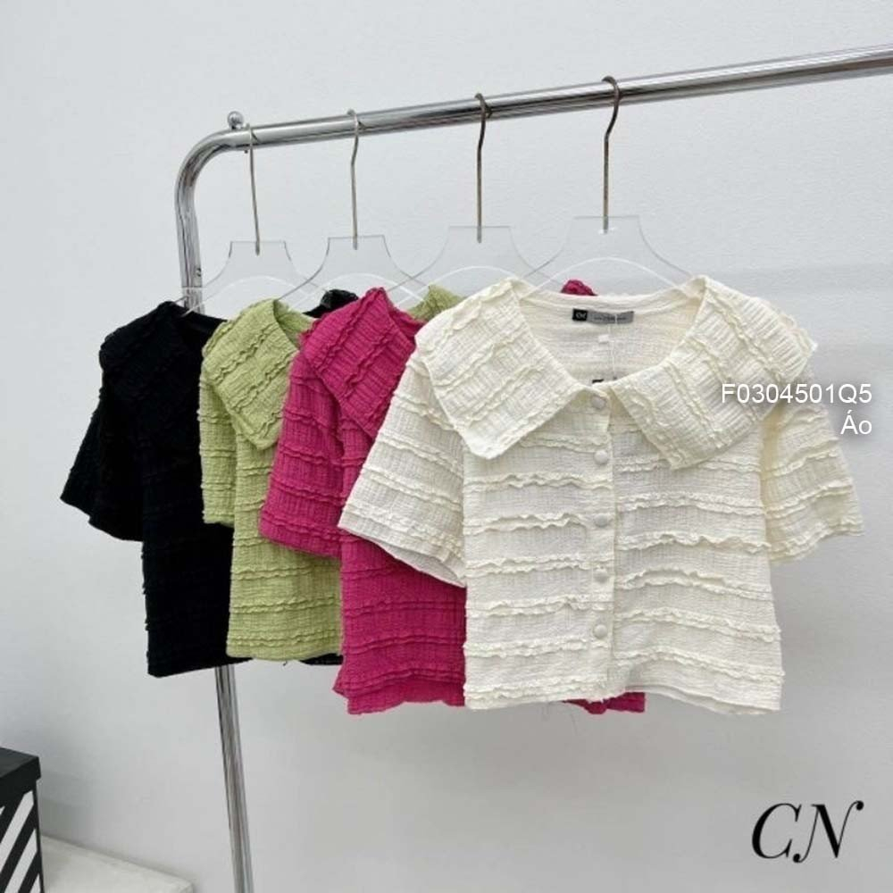 Áo ren croptop phối ren khuy bọc