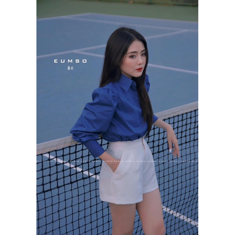 EUMSO - Áo sơmi tay phồng KARA NAVY SHIRT
