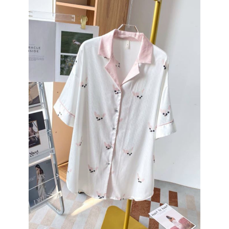 Đầm ngủ nữ xinh xắn chất lụa xước cao cấp - họa tiết cute kết hợp gam màu nhã nhặn ngọt ngào. em váy này xinh xẻo quá nè