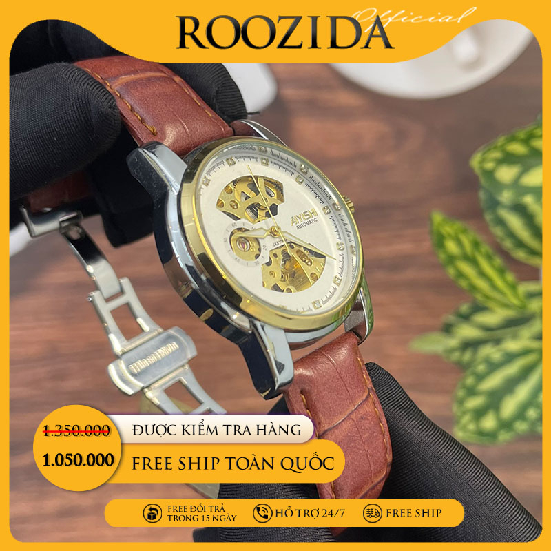 Đồng hồ cơ nam chính hãng dây da đẹp cao cấp thời trang chống nước tuyệt đối Rozida'1 DH08