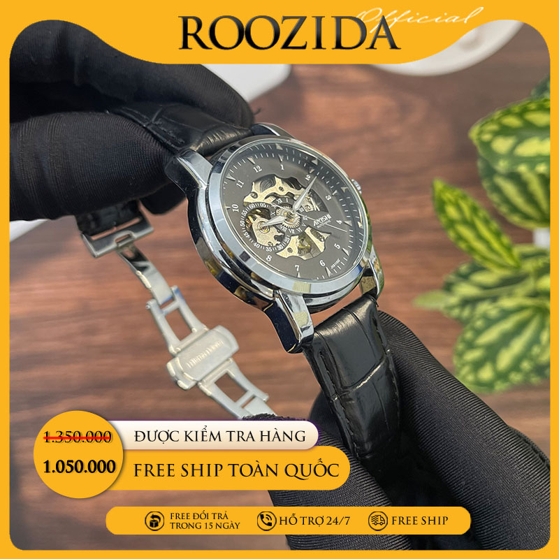 Đồng hồ cơ nam chính hãng dây da đẹp cao cấp thời trang chống nước tuyệt đối Rozida'1 DH08