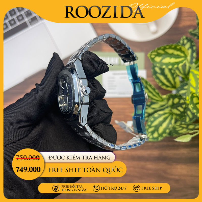 Đồng hồ nam chính hãng đẹp dây thép cao cấp mặt vuông thời trang chống nước Rozida'1 DH15