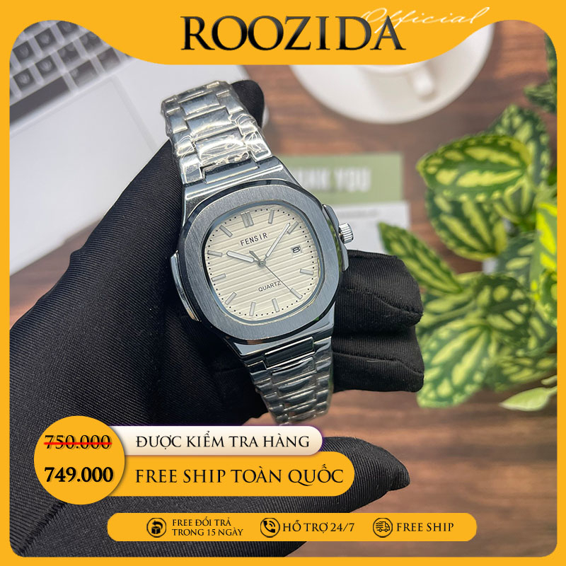 Đồng hồ nam chính hãng đẹp dây thép cao cấp mặt vuông thời trang chống nước Rozida'1 DH15