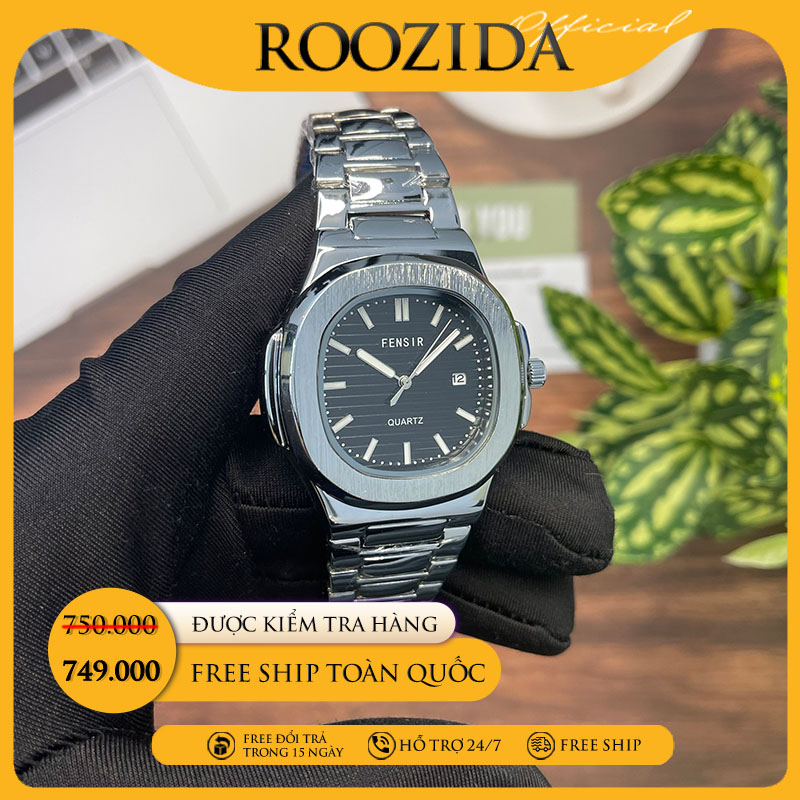 Đồng hồ nam chính hãng đẹp dây thép cao cấp mặt vuông thời trang chống nước Rozida'1 DH15
