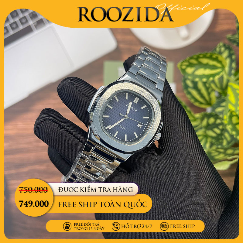 Đồng hồ nam chính hãng đẹp dây thép cao cấp mặt vuông thời trang chống nước Rozida'1 DH15