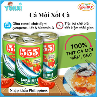 [Chính hãng] Cá mòi xốt cà 555 Philippines  - Khối lượng 155g x 3 hộp