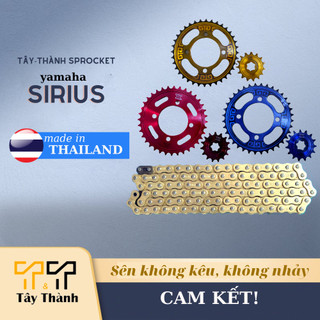 Bộ Nhông sên dĩa xe Sirius màu vàng xéo , có bảo hành 1 đổi 1