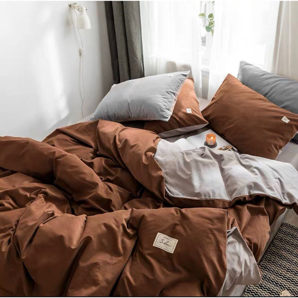 Bộ chăn ga gối Cotton TC VIE HOME trơn 4 món đủ size giường nệm M2,M4,M6,M8