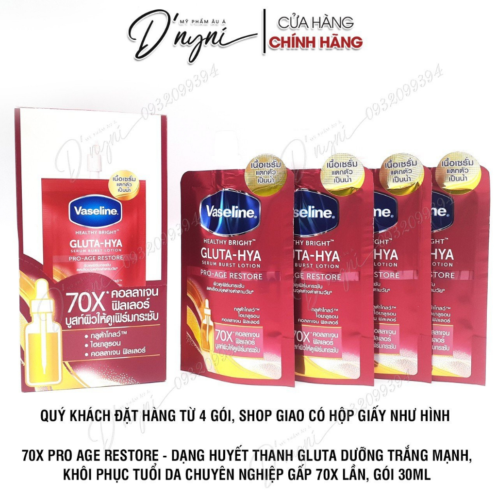 Lotion Huyết Thanh Sữa Dưỡng Thể Vaseline Gluta-Hya Serum Burst Lotion 30ml Thái lan