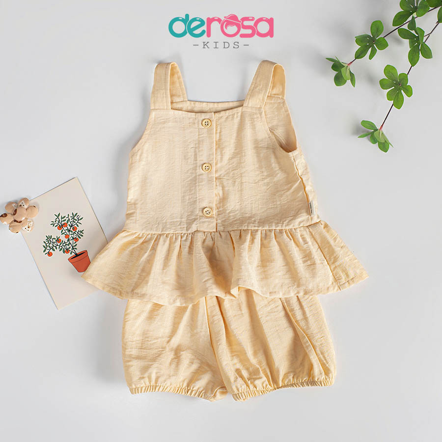 Bộ quần áo hai dây bé gái Derosa Kids đồ bộ mùa hè cho bé từ 6 đên 24 tháng DSB23-093B