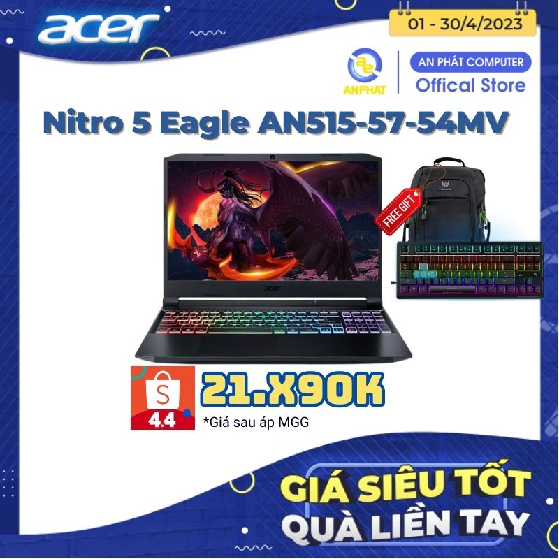 [Mã ELLAP4 giảm 400K] Laptop Acer Nitro 5 Eagle AN515-57-54MV (Core i5-11400H + RTX 3050)