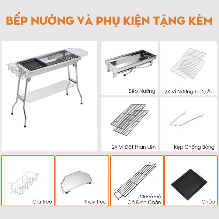 Bếp Nướng Than Hoa BBQ Ngoài Trời Bằng Inox  Có Thể Gấp Gọn Du Lịch, Picnic, Chơi Tặng Kèm Phụ Kiện Chính Hãng Pehouse | BigBuy360 - bigbuy360.vn
