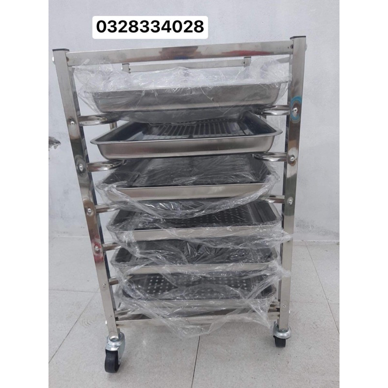 Xe đẩy khay 6 tầng gập gọn