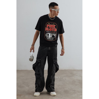 Quần Jean Cargo đen muối tiêu