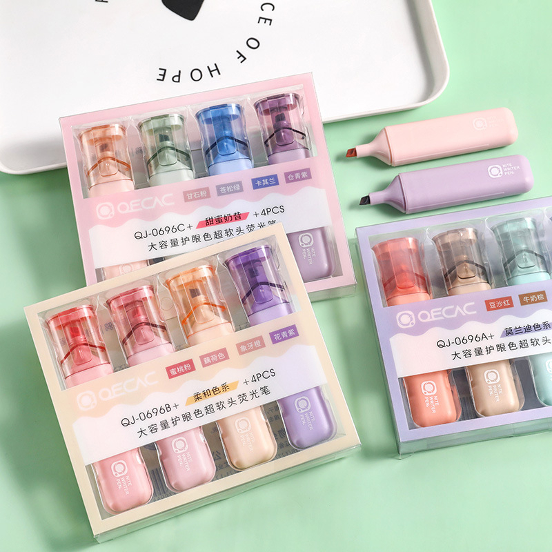 Set 4 bút dạ quang/highlight nhiều hệ màu sắc tươi sáng xinh đẹp