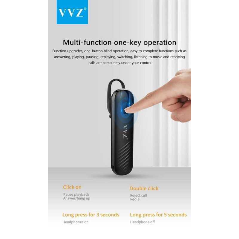 TAI NGHE BLUETOOTH CHÍNH HÃNG VVZ BH 6 tháng chất lượng âm thanh cực đỉnh độ trống ồn cao.trống nước cao chất âm HD