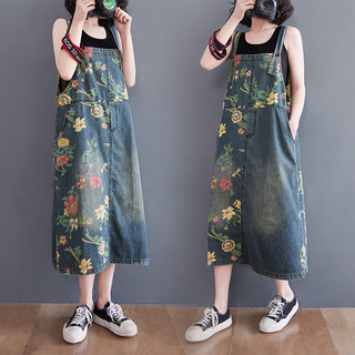 B192 Váy yếm bò bigsize dáng suông họa tiết hoa cá tính