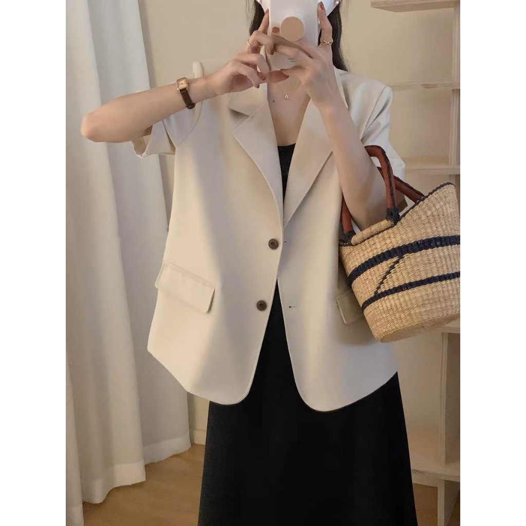 Áo Blazer Boiling nữ form rộng ngắn tay thời trang Hàn Quốc XONXEN GÒ VẮP , Áo Blazer 2 nút túi nắp cao cấp Mã 353