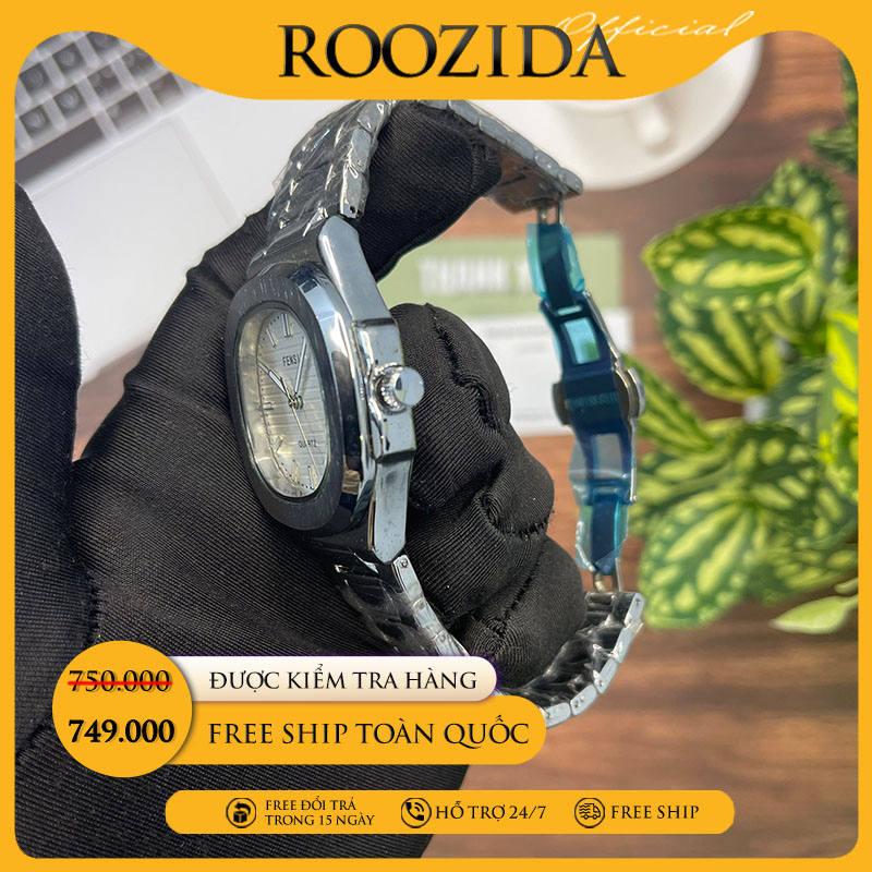 Đồng hồ nam chính hãng đẹp dây thép mặt vuông thời trang cao cấp chống nước giá rẻ ROZIDA DH17