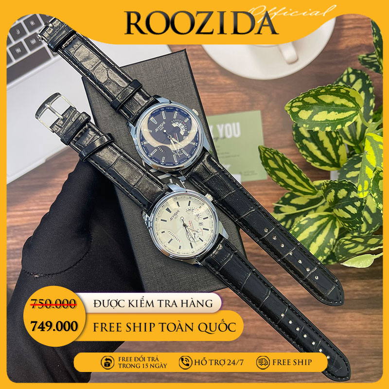 Đồng hồ nam chính hãng dây da đẹp cao cấp giá rẻ chống nước phong cách doanh nhân Rozida'1 DH25