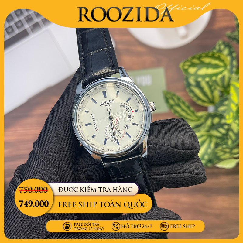 Đồng hồ nam chính hãng dây da đẹp cao cấp giá rẻ chống nước phong cách doanh nhân Rozida'1 DH25