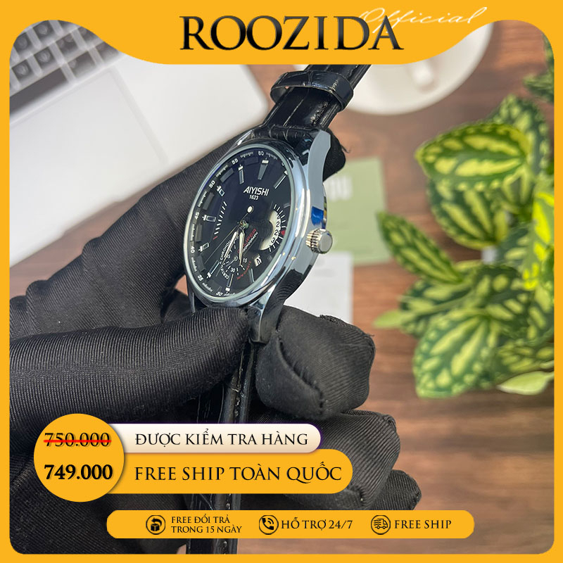 Đồng hồ nam chính hãng dây da đẹp cao cấp giá rẻ chống nước phong cách doanh nhân Rozida'1 DH25