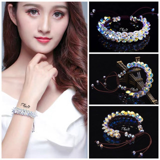 Vòng Tay Pha Lê Cánh Dĩa Tròn Xếp Được Thiết Kế Từ Pha Lê Swarovski