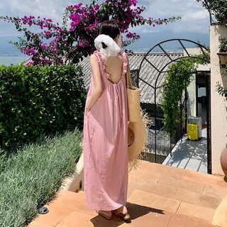Đầm 2 dây dáng dài bánh bèo tiểu thư đi du lịch hàng quảng châu thiết kế -TAOBAO