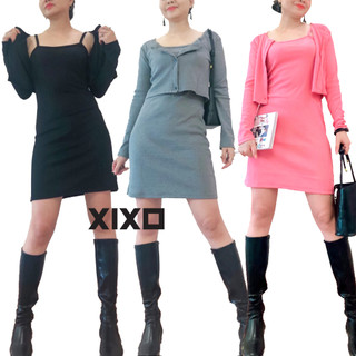 Set đầm xòe ❄ FREESHIP ❄ Váy 2 dây kèm áo khoác thời trang XIXO cao cấp mã DAM0040