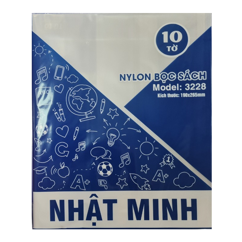 Bọc sách vở nylon 10 bìa/ túi kích thước 170x240mm / 190x265mm - Bọc sách vở Nhật Minh 3227 / 3228